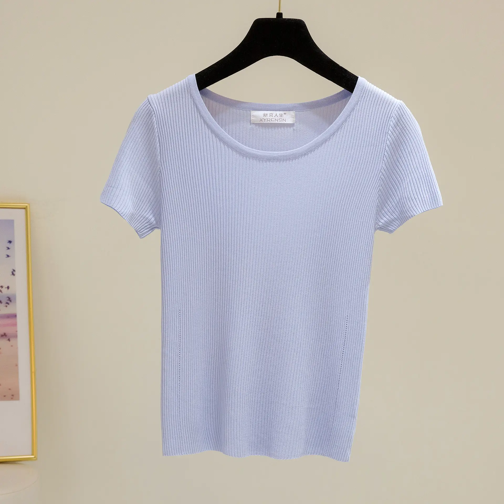 2024 New Summer Thin Ice Silk Slim-fit Crewneck T-shirt — feature 23
