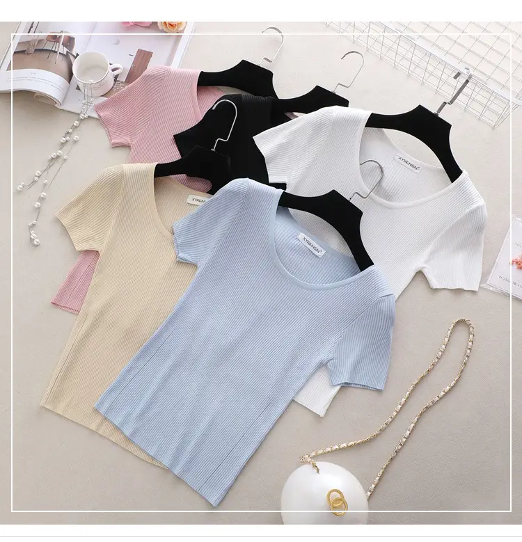 2024 New Summer Thin Ice Silk Slim-fit Crewneck T-shirt — feature 8