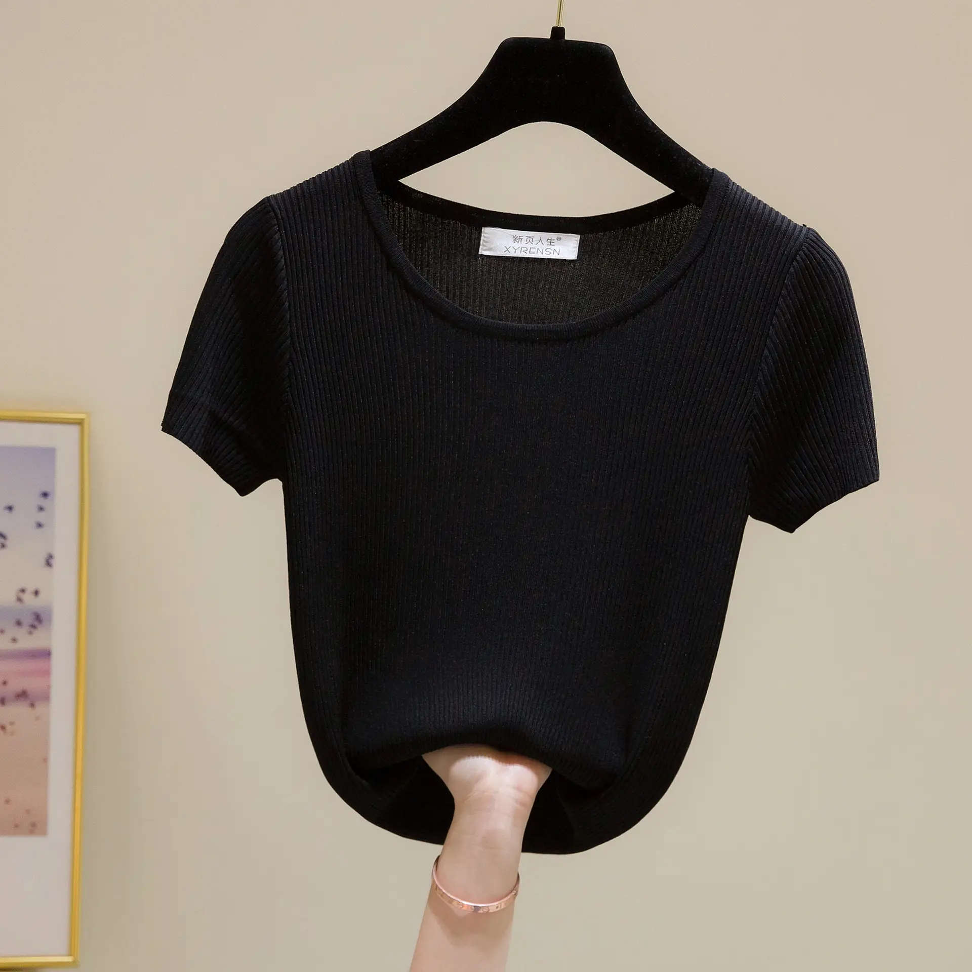 2024 New Summer Thin Ice Silk Slim-fit Crewneck T-shirt - Image 2
