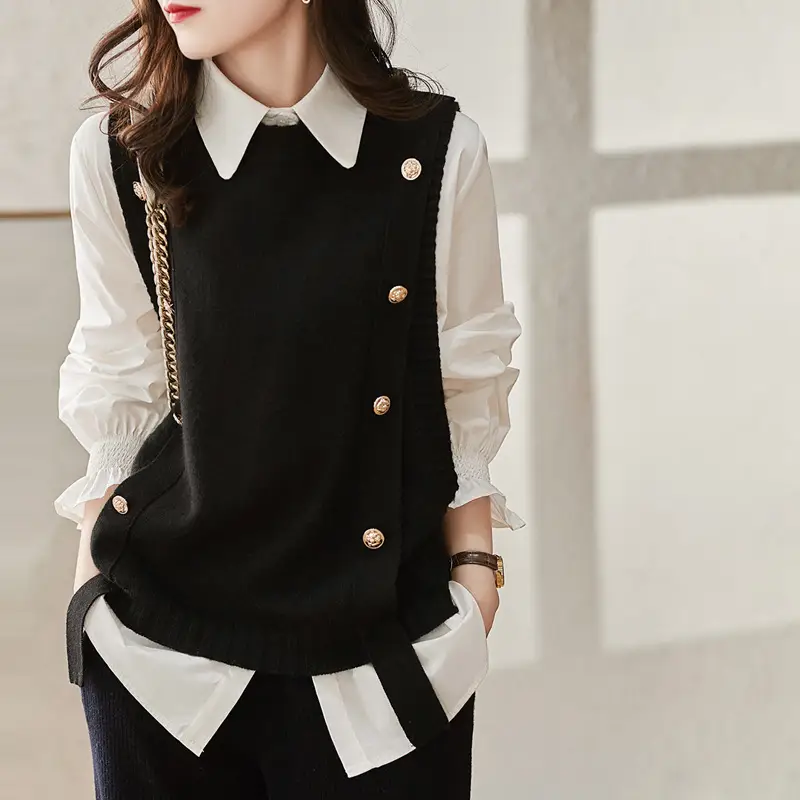 2022 Button Knitted Pullover Vest for Women - Image 2