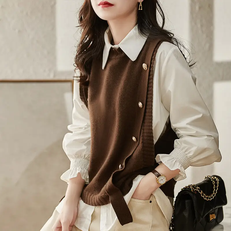 2022 Button Knitted Pullover Vest for Women - Image 3