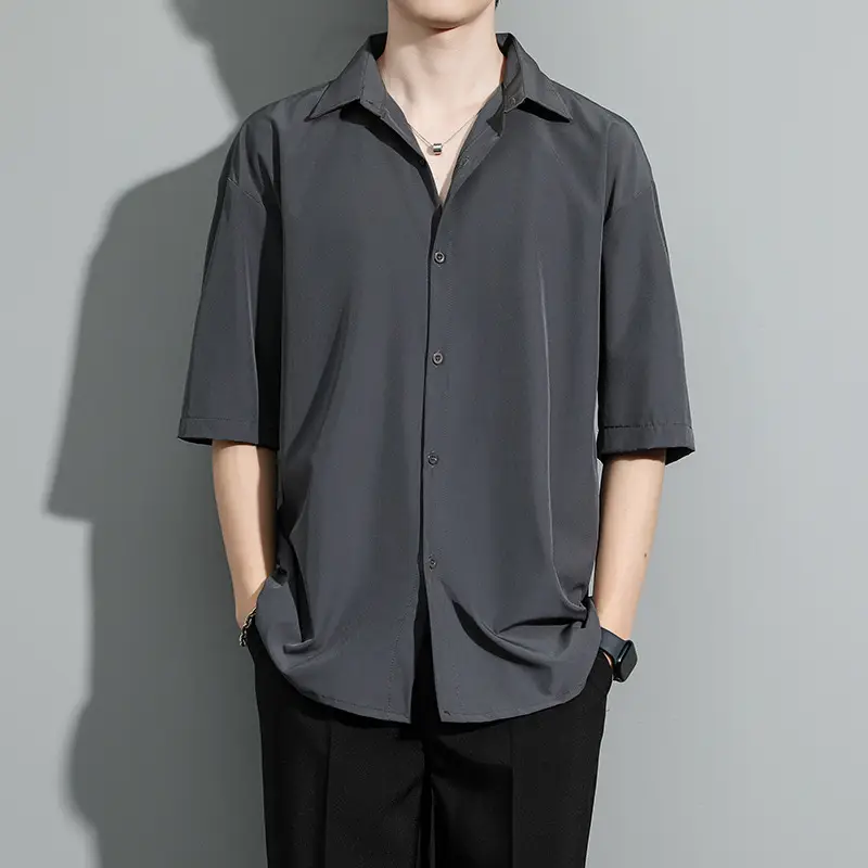 Men's Black Ice Silk Button Down Shirt - Image 10