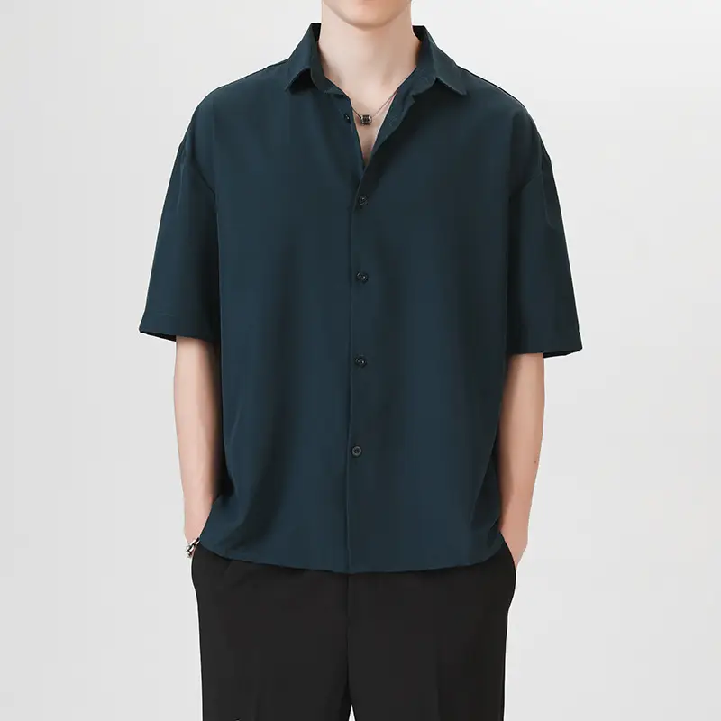 Men's Black Ice Silk Button Down Shirt - Image 12