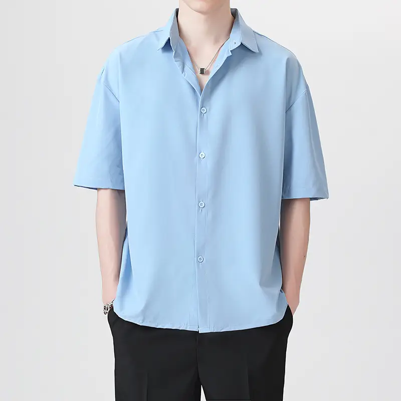 Men's Black Ice Silk Button Down Shirt - Image 13