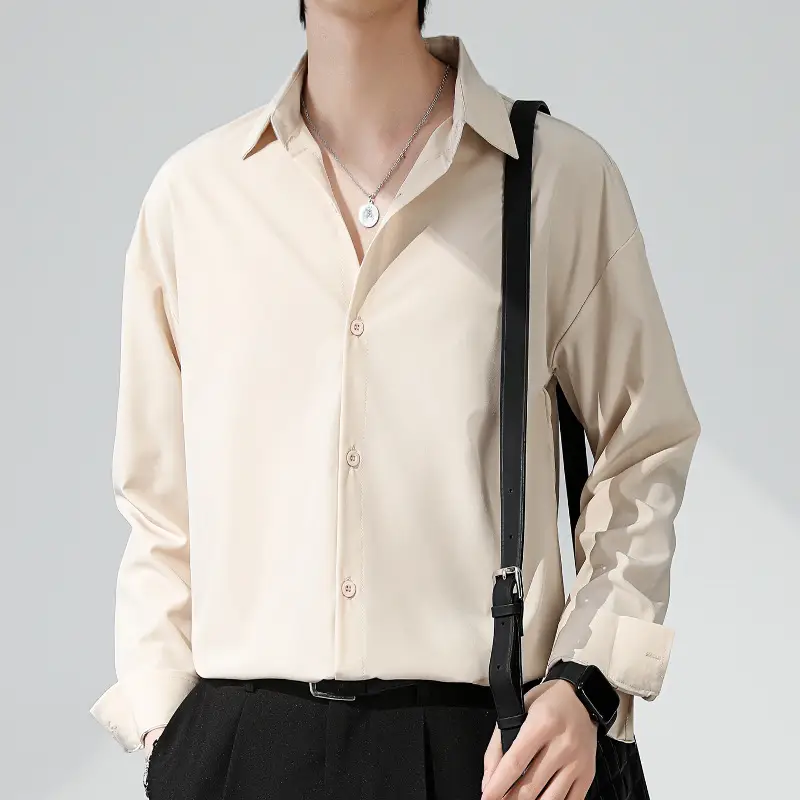 Men's Black Ice Silk Button Down Shirt - Image 4