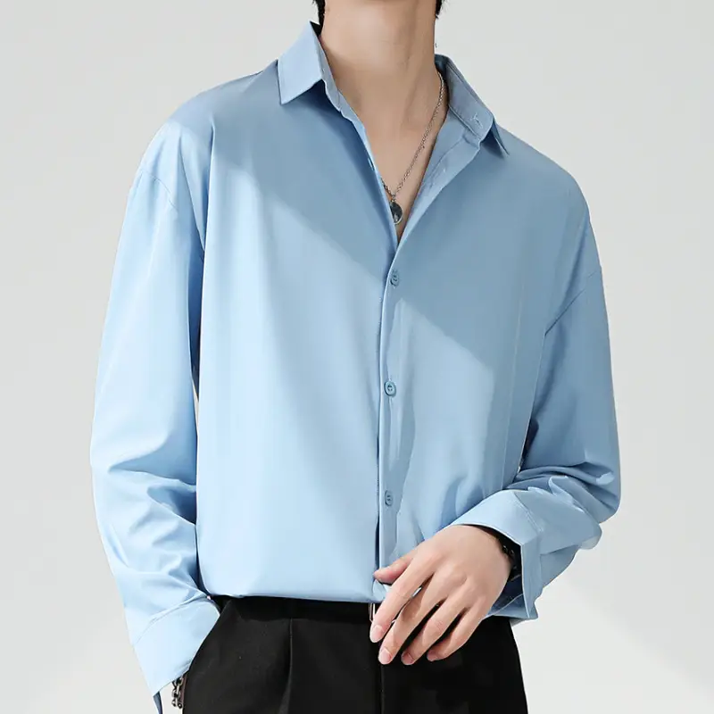 Men's Black Ice Silk Button Down Shirt - Image 5