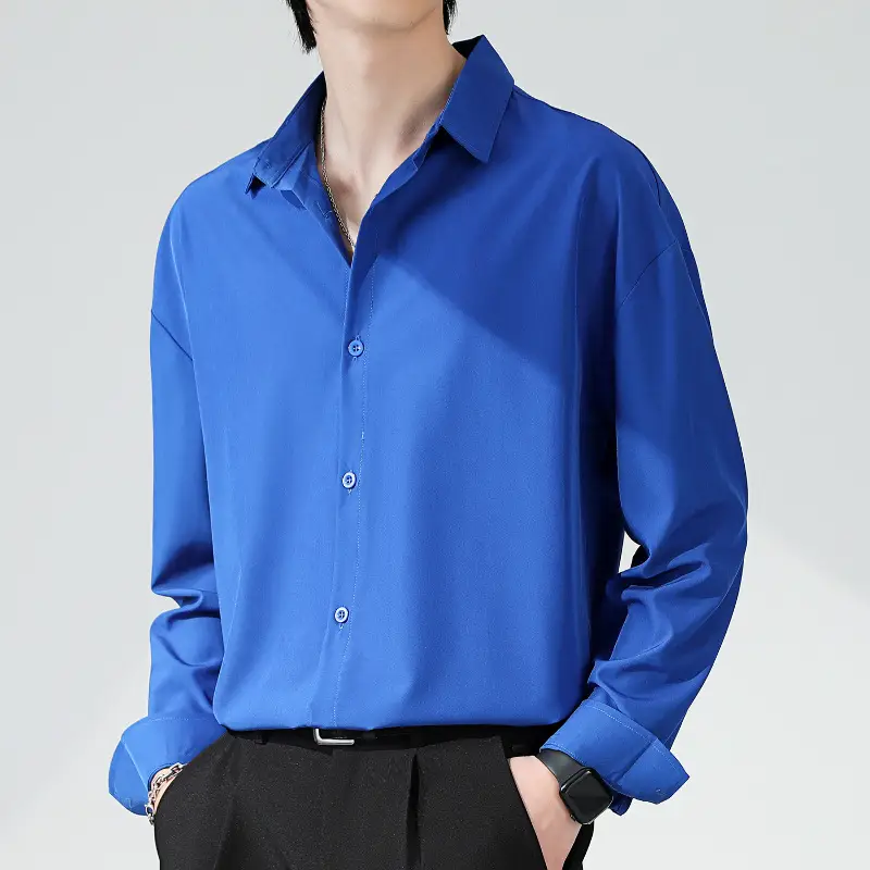 Men's Black Ice Silk Button Down Shirt - Image 6