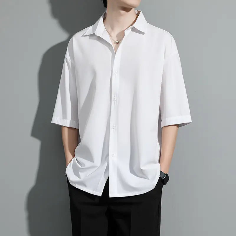 Men's Black Ice Silk Button Down Shirt - Image 8