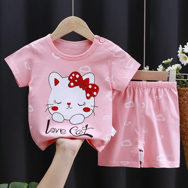 K039-short set of pink face cat