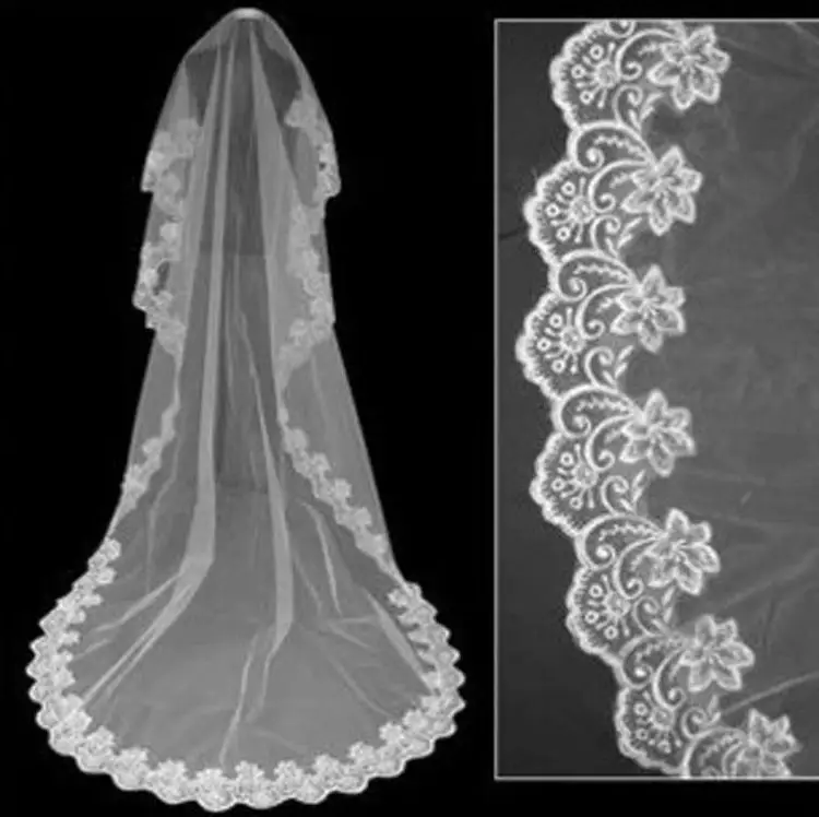 Bridal Veil 1.5m Lace Computer Embroidery Red - Image 5