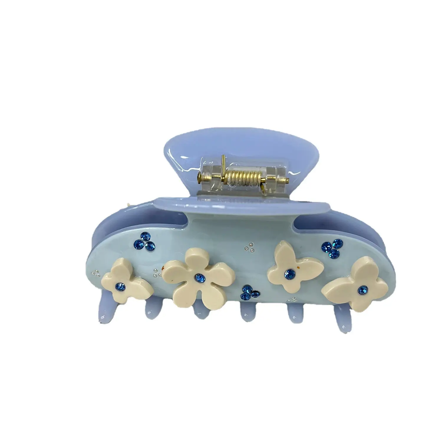 Butterfly Acetic Acid Hair Clip with Diamond Flowers
