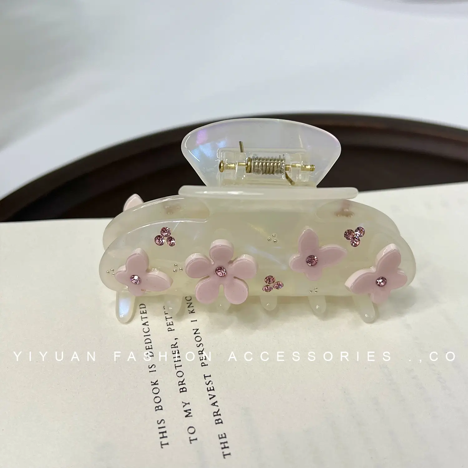 Butterfly Acetic Acid Hair Clip with Diamond Flowers