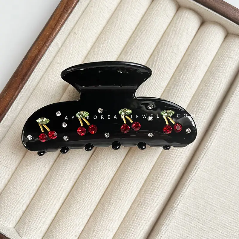 Butterfly Acetic Acid Hair Clip with Diamond Flowers