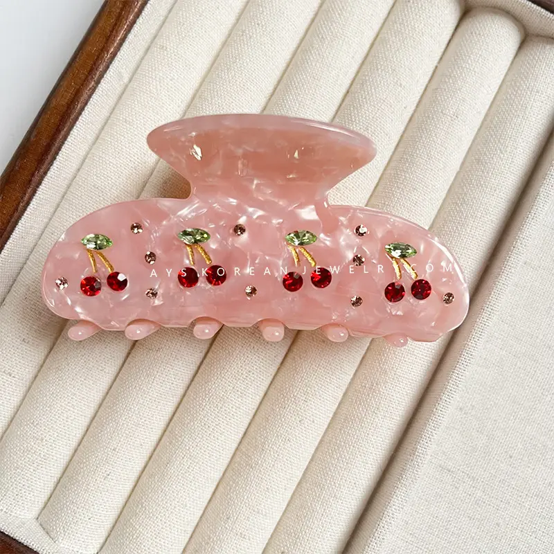 Butterfly Acetic Acid Hair Clip with Diamond Flowers
