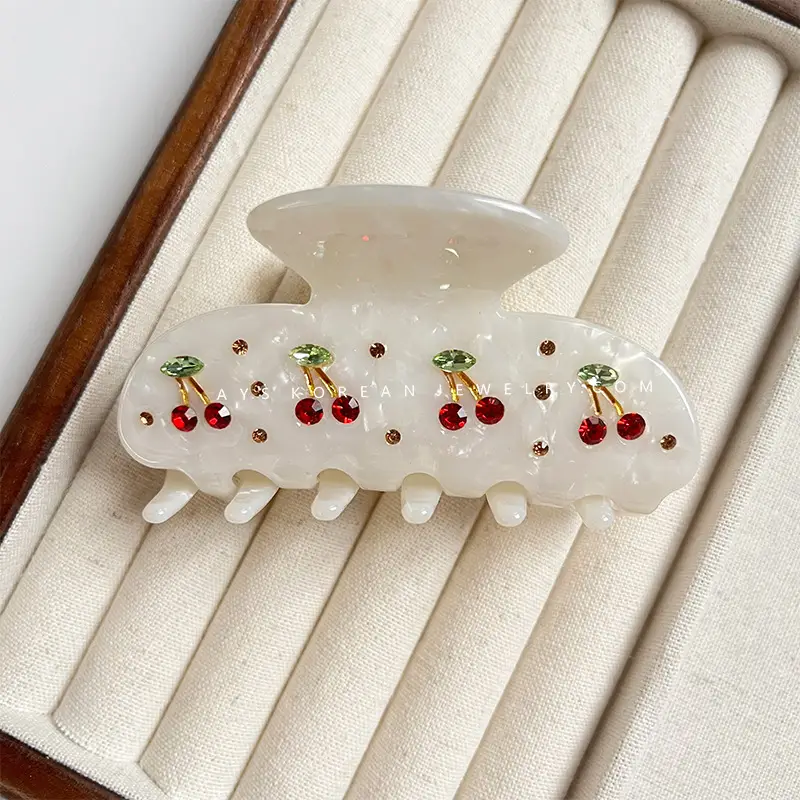Butterfly Acetic Acid Hair Clip with Diamond Flowers