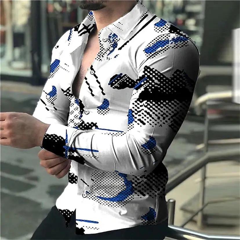 Men Digital Printed Cashew Flower Shirt Black Slim Fit - Image 12