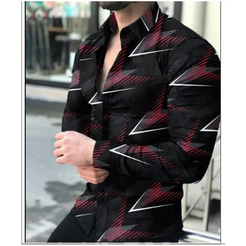 Men Digital Printed Cashew Flower Shirt Black Slim Fit - Image 23