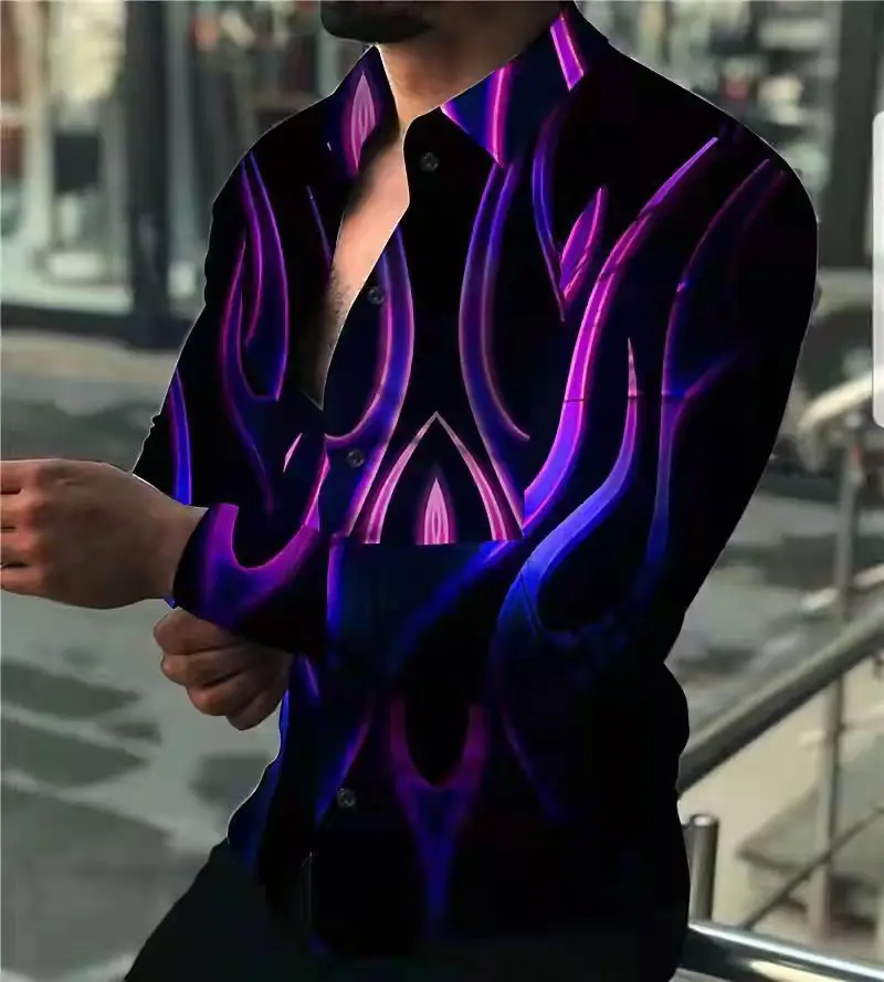 Men Digital Printed Cashew Flower Shirt Black Slim Fit - Image 26
