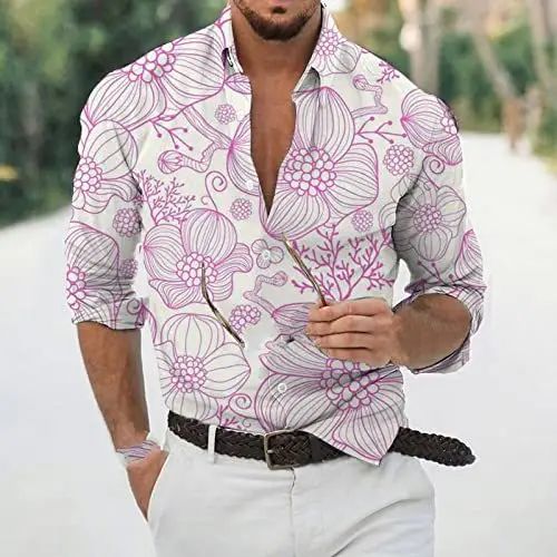 Men Digital Printed Cashew Flower Shirt Black Slim Fit - Image 27