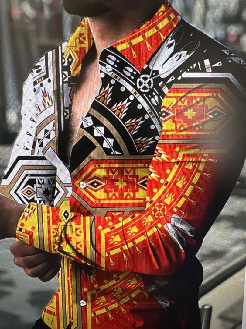 Men Digital Printed Cashew Flower Shirt Black Slim Fit - Image 29
