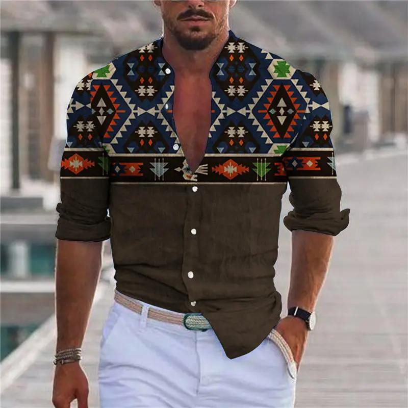 Men Digital Printed Cashew Flower Shirt Black Slim Fit - Image 30