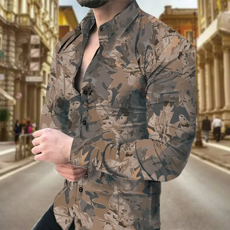Men Digital Printed Cashew Flower Shirt Black Slim Fit - Image 5