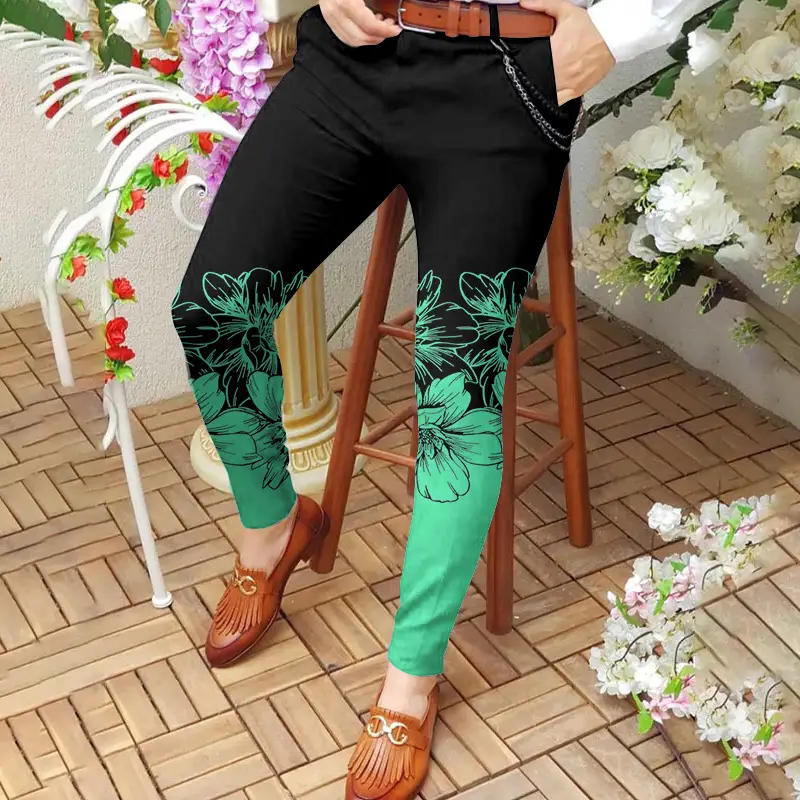3D Printed Striped Slim Fit Pants for Men - Image 6