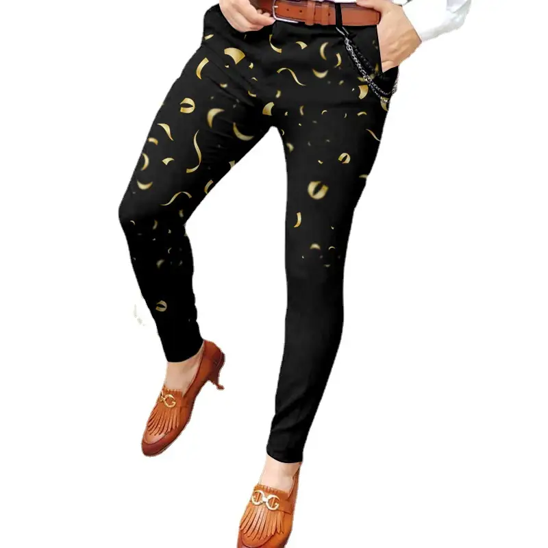 3D Printed Striped Slim Fit Pants for Men - Image 30