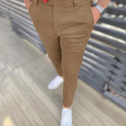 3D Printed Striped Slim Fit Pants for Men - Image 14