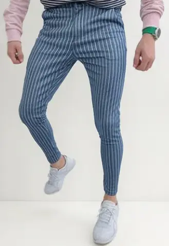 3D Printed Striped Slim Fit Pants for Men - Image 20