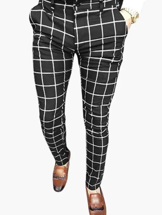 3D Printed Striped Slim Fit Pants for Men - Image 26