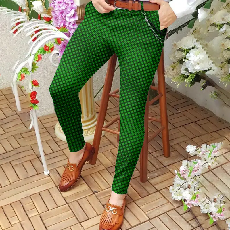 3D Printed Striped Slim Fit Pants for Men - Image 3
