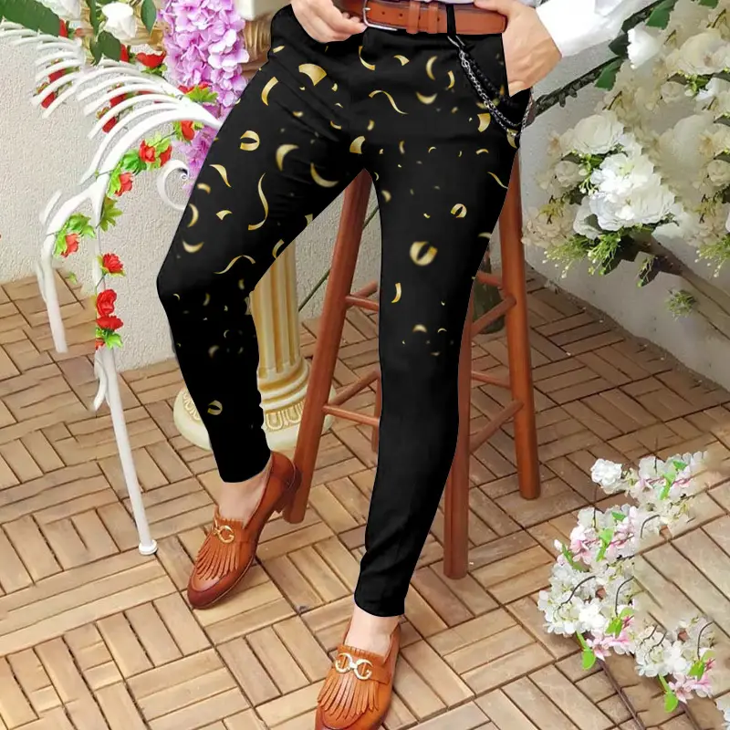 3D Printed Striped Slim Fit Pants for Men - Image 4