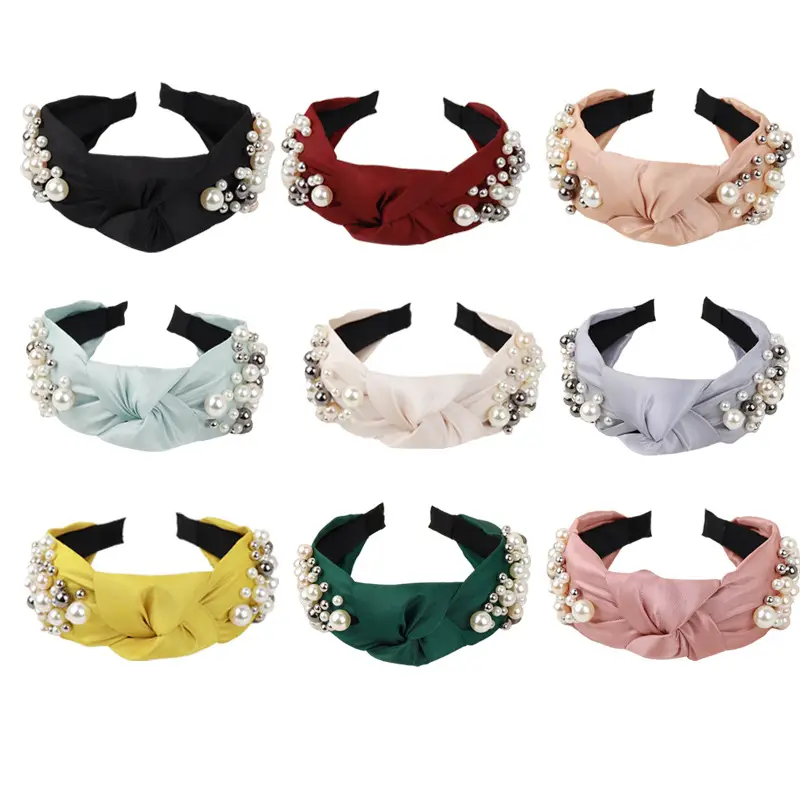 Pearl & Knotted Pearl Headband with Black Lining - Image 12
