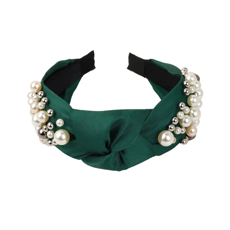 Pearl & Knotted Pearl Headband with Black Lining - Image 10