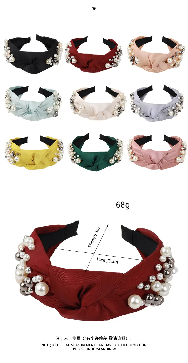 Pearl & Knotted Pearl Headband with Black Lining — feature 1
