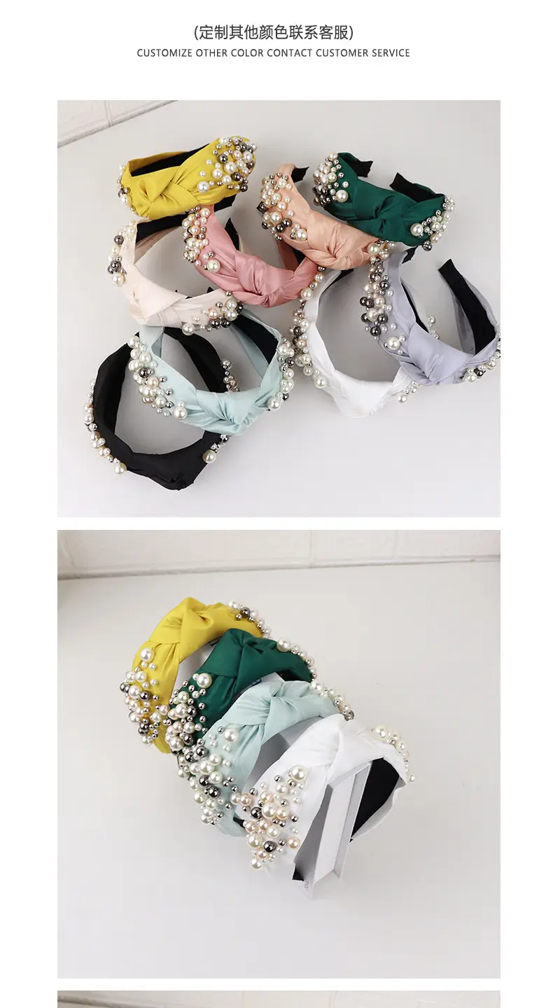 Pearl & Knotted Pearl Headband with Black Lining — feature 3