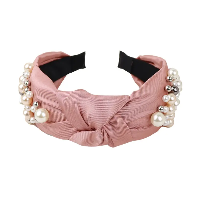 Pearl & Knotted Pearl Headband with Black Lining - Image 2