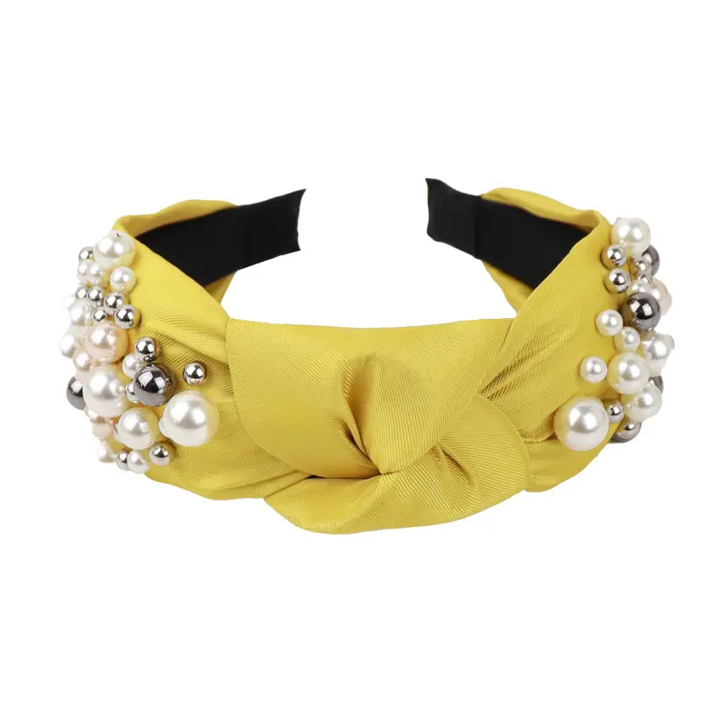 Pearl & Knotted Pearl Headband with Black Lining - Image 5