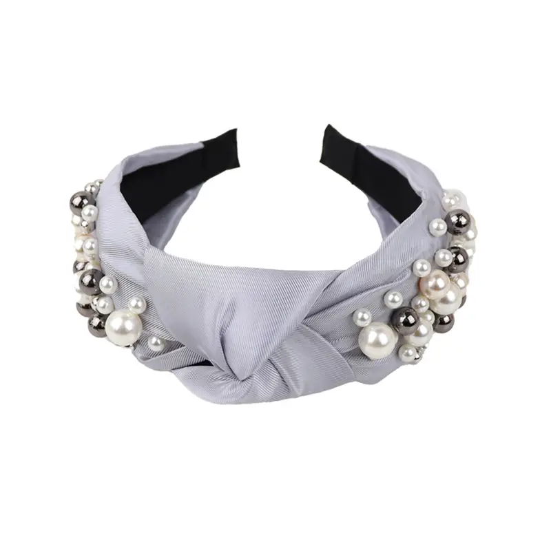 Pearl & Knotted Pearl Headband with Black Lining - Image 6