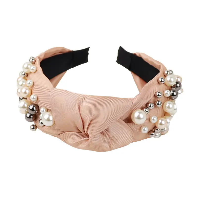 Pearl & Knotted Pearl Headband with Black Lining - Image 8