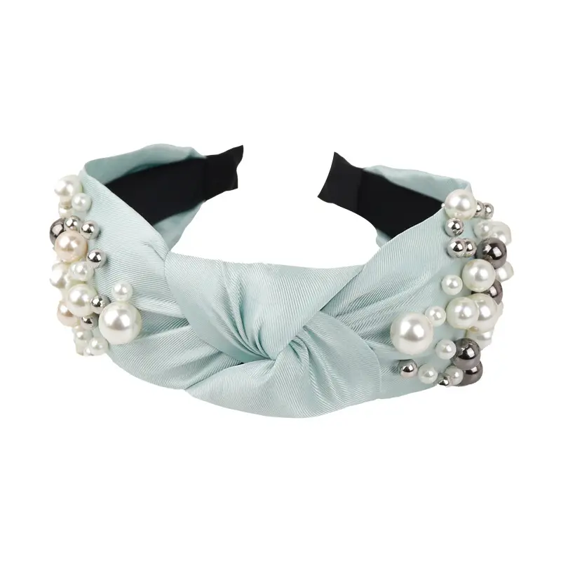 Pearl & Knotted Pearl Headband with Black Lining - Image 9