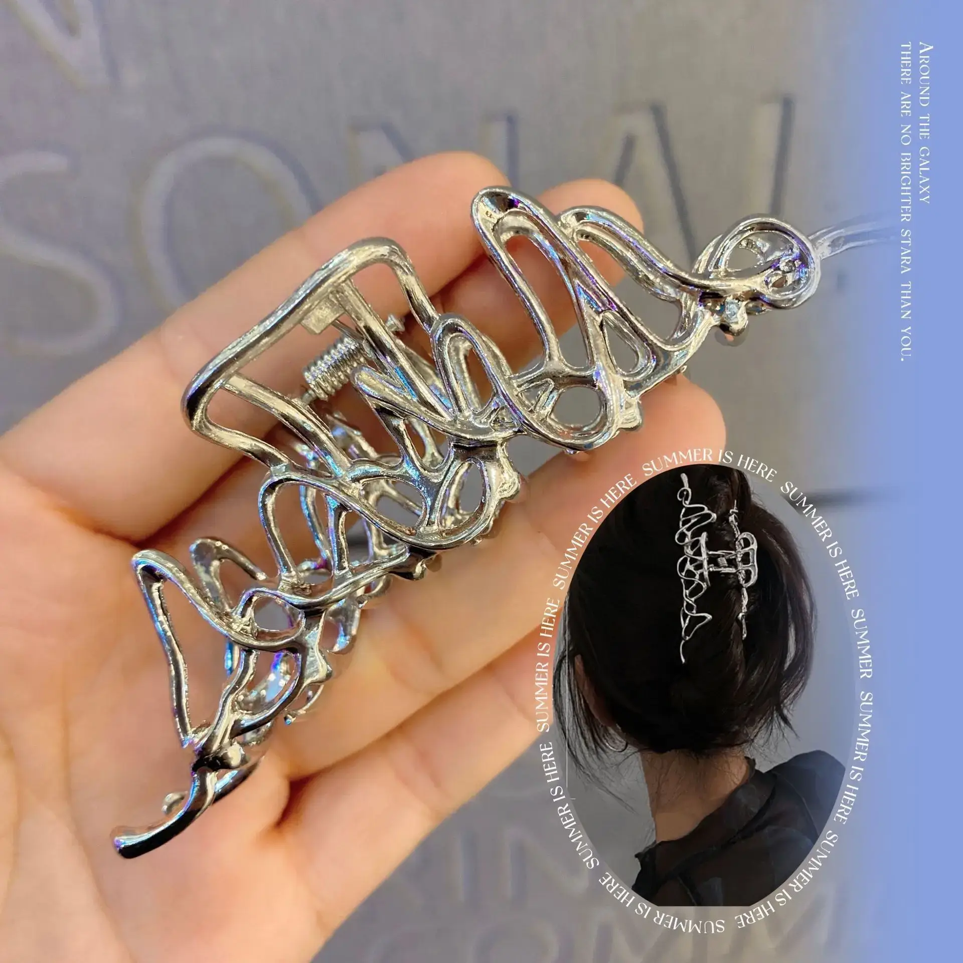 Oversized 3D Metal Hairpin Clip Shark Design - Image 18