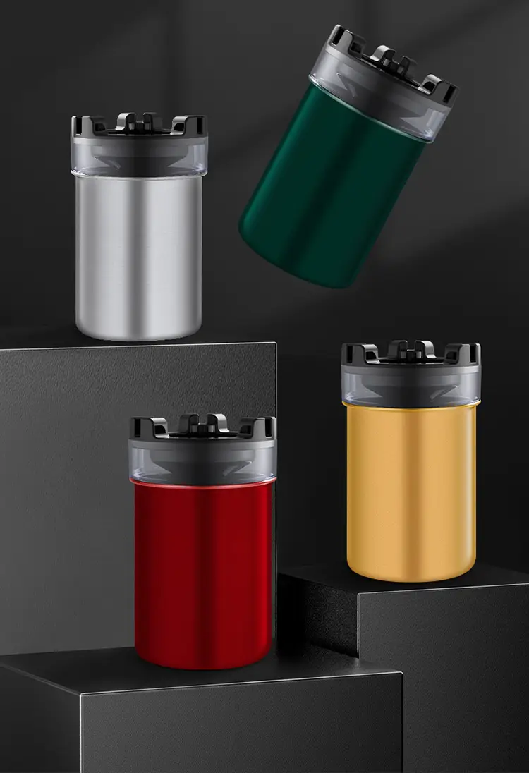 Ashtray with Water Tank Anti-fly Ash Anti-smoke Flavor Creative Household Car Funnel with Cover Personalized Stainless Steel Ashtray — feature 25