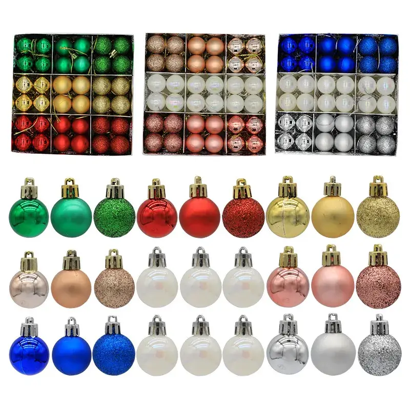 Cross Border 3cm Multi Color Christmas Balls Set