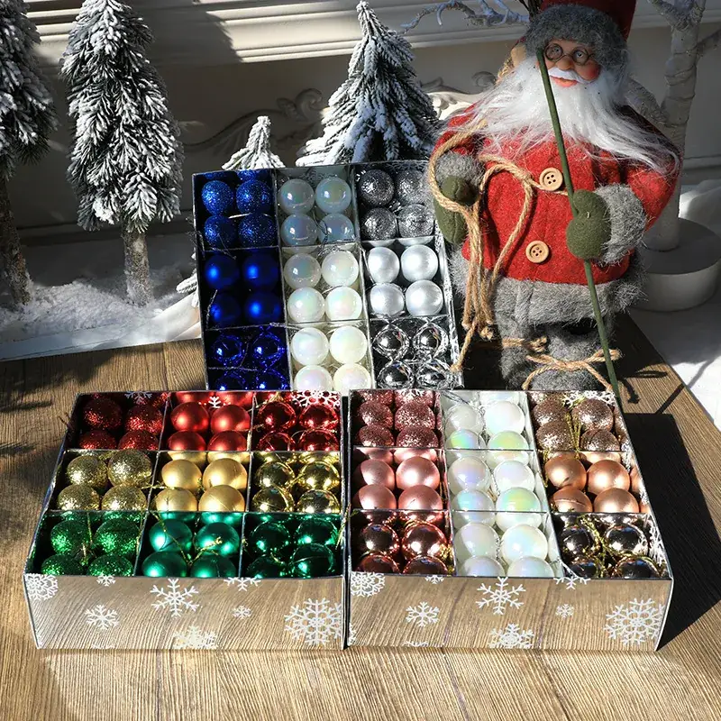 Cross Border 3cm Multi Color Christmas Balls Set