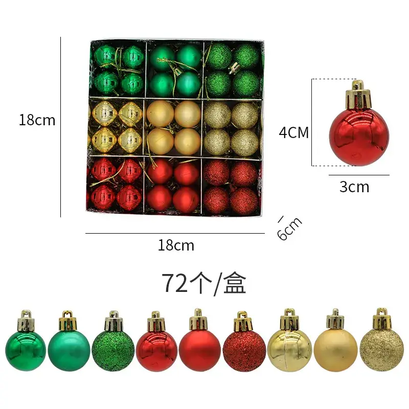 Cross Border 3cm Multi Color Christmas Balls Set