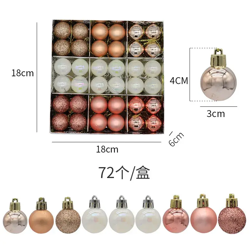 Cross Border 3cm Multi Color Christmas Balls Set
