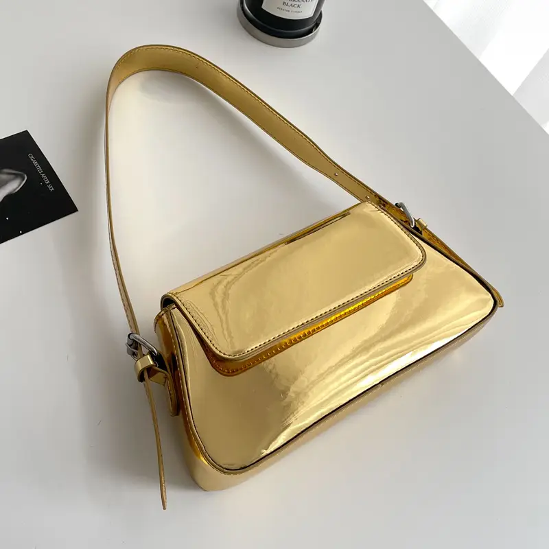 Silver Metallic Messenger Bag for Women Spring Summer 2023 - Image 6