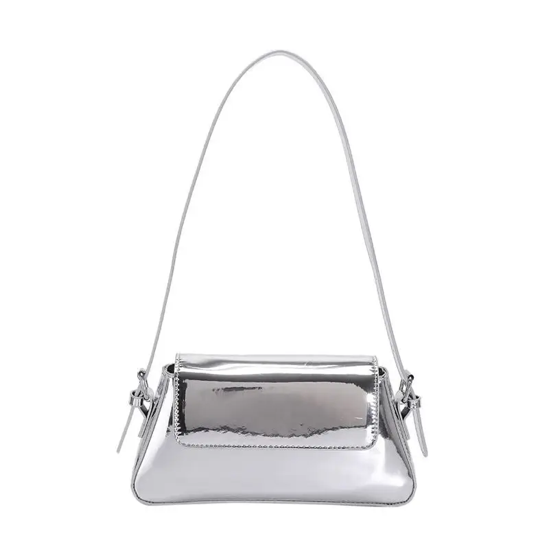 Silver Metallic Messenger Bag for Women Spring Summer 2023 - Image 8